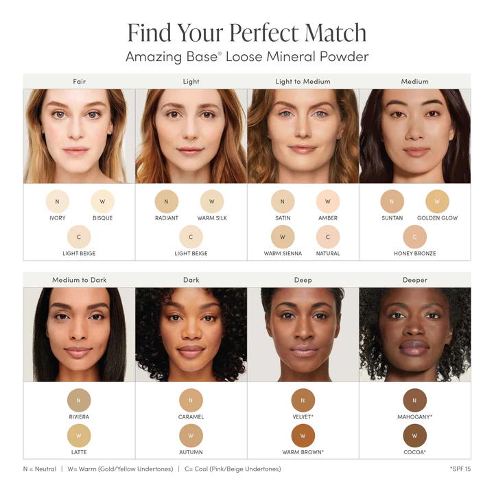 Find your perfect match, amazing base loose mineral powder